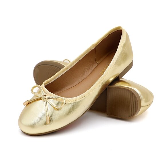 Women's Cushioned Insole Classic Bow Tie Ballerina Flat - Picture 9 of 10